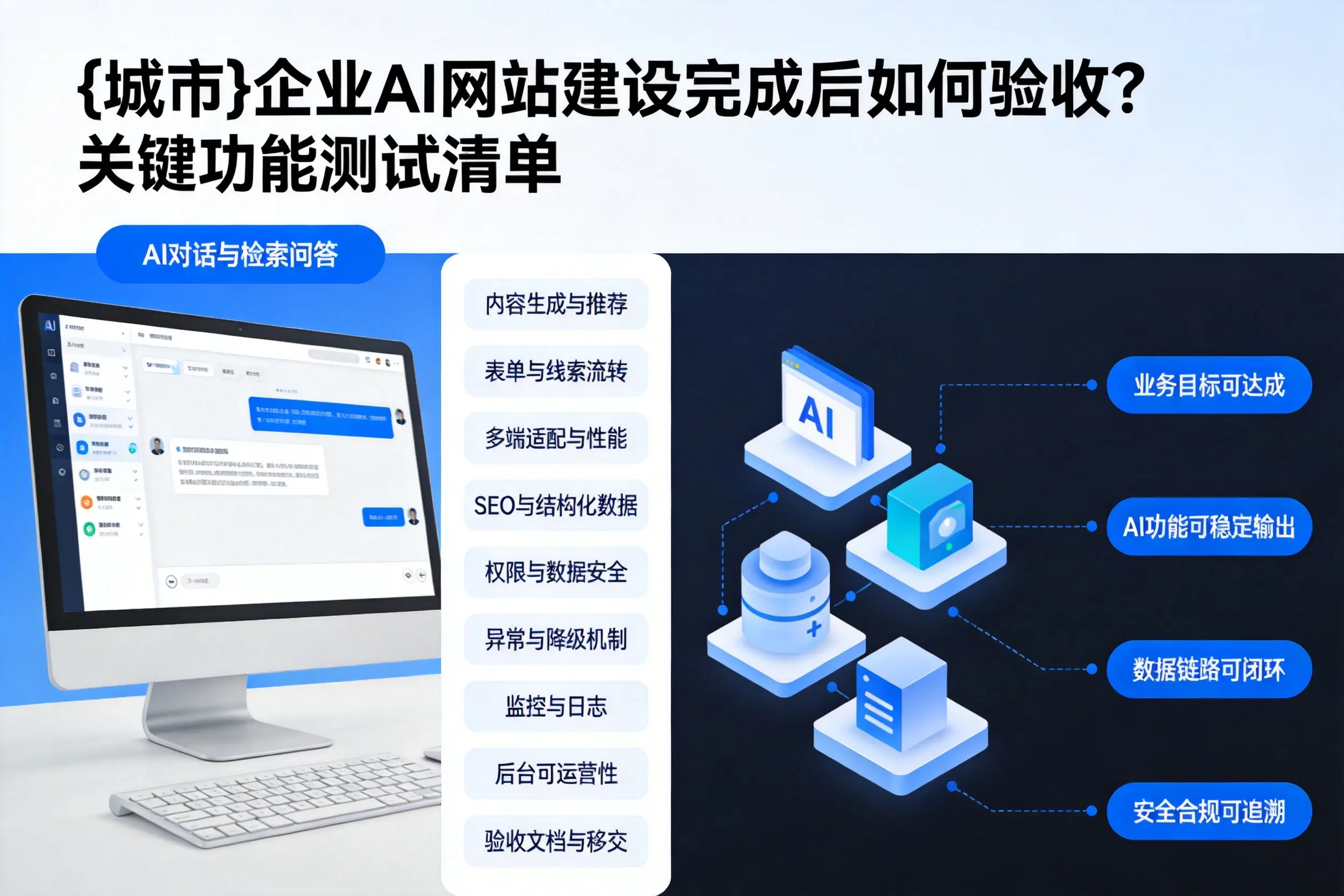 东营企业AI网站建设完成后如何验收？关键功能测试清单