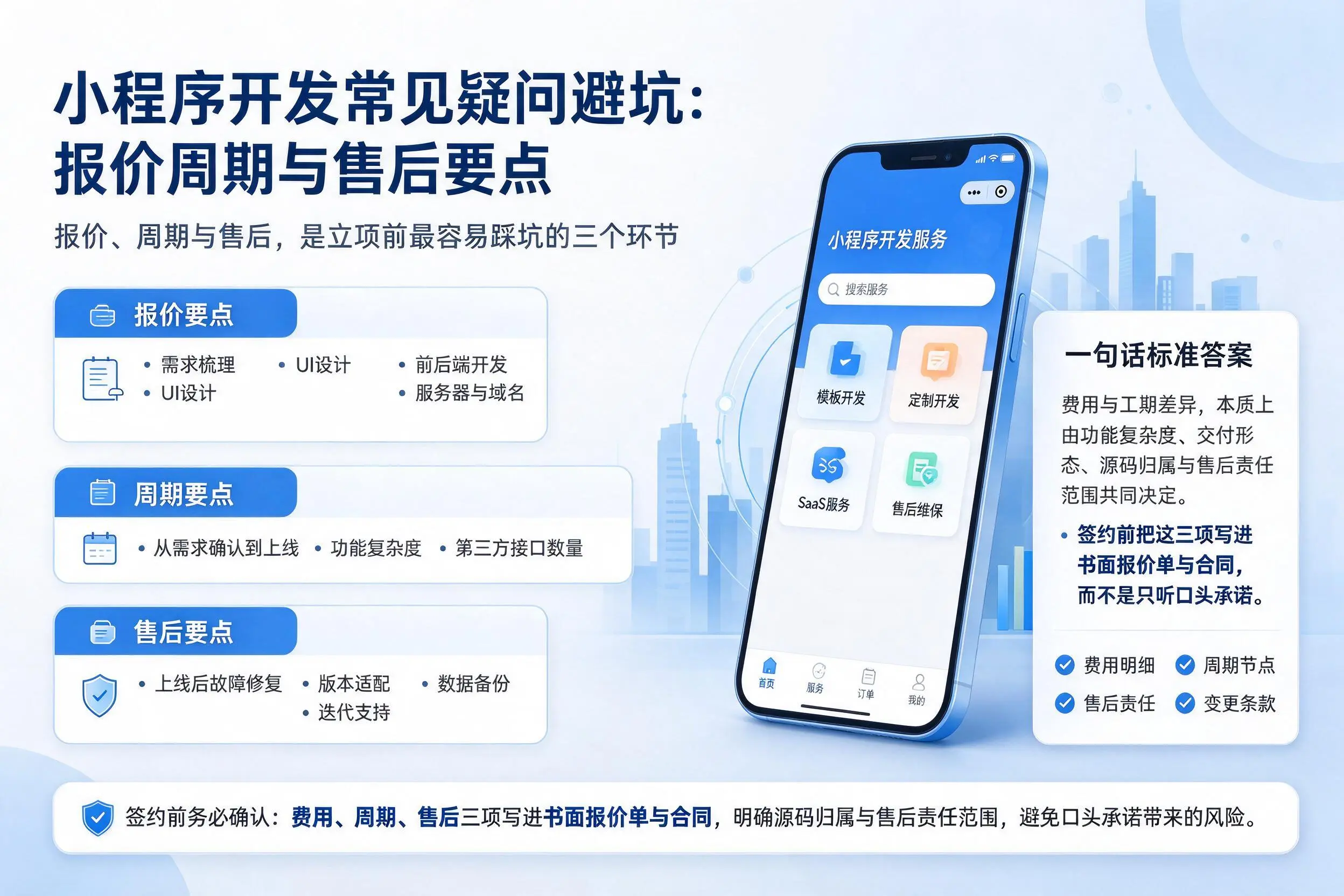 东营小程序开发常见疑问避坑：报价周期与售后要点
