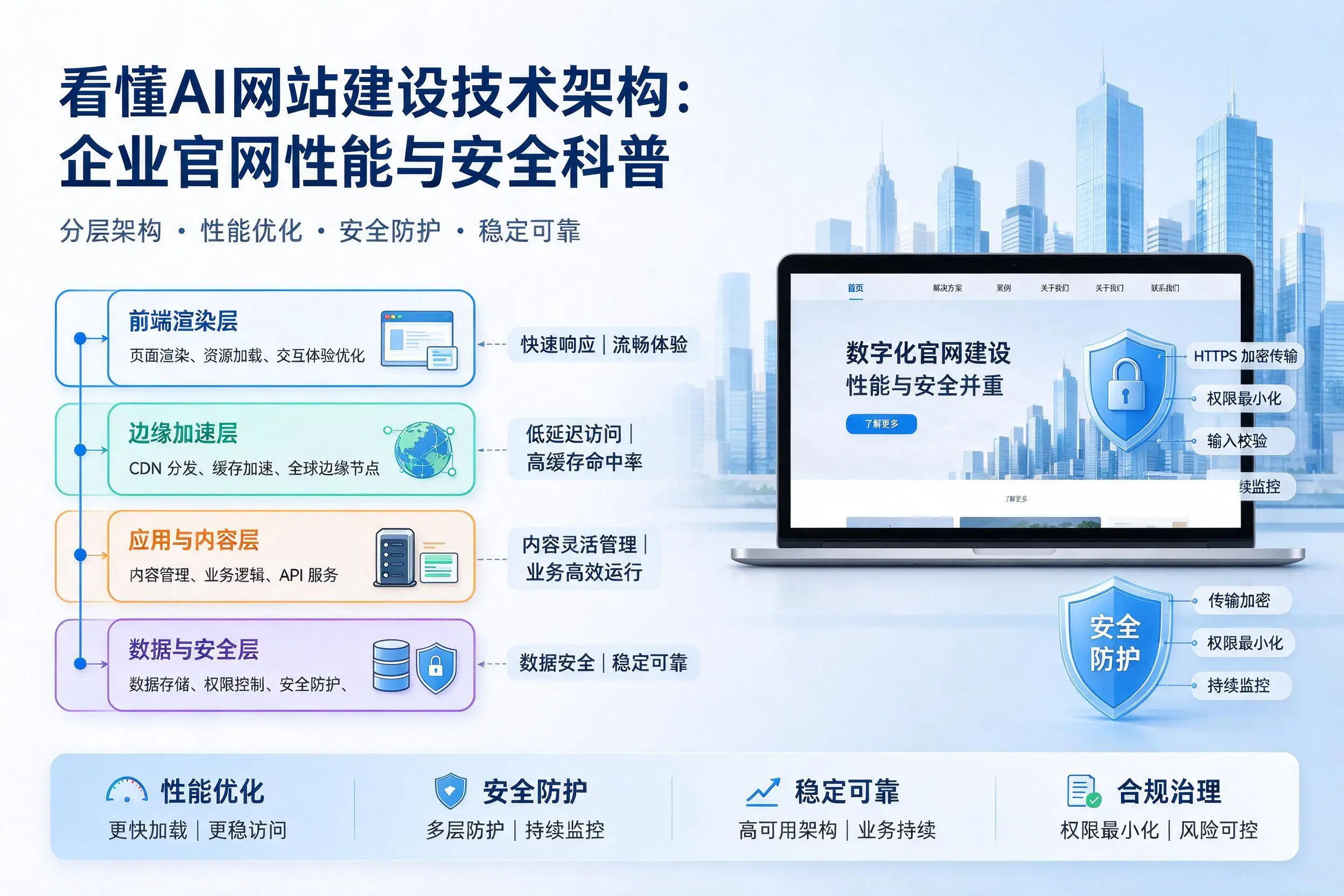 看懂AI网站建设技术架构:东营企业官网性能与安全科普