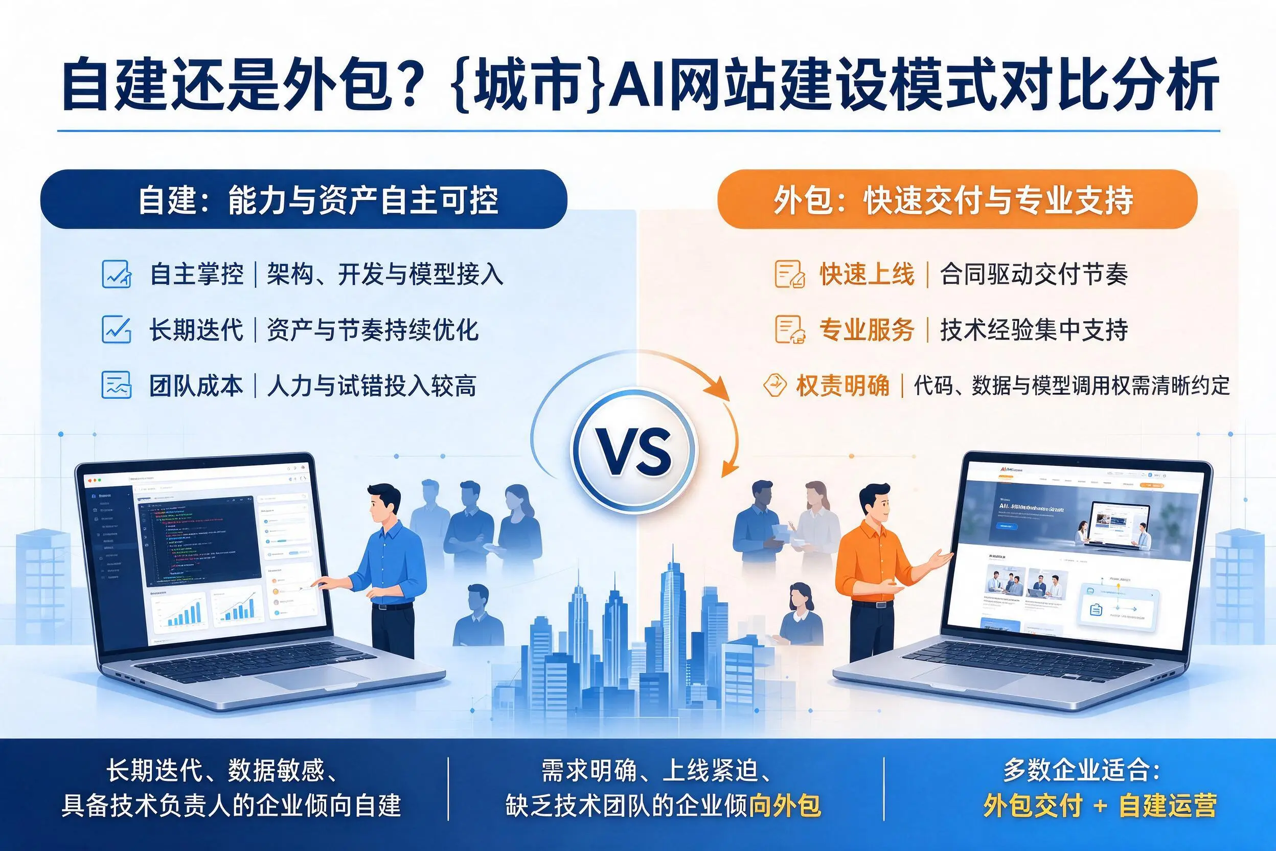 自建还是外包?东营AI网站建设模式对比分析